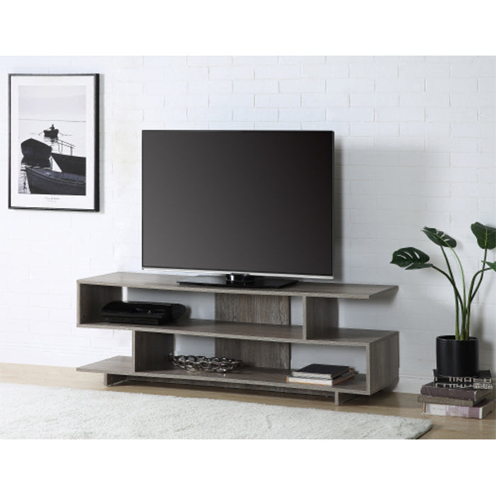 59 inch Modern OAK TV stand wood TV console with 3 Tier Shelves