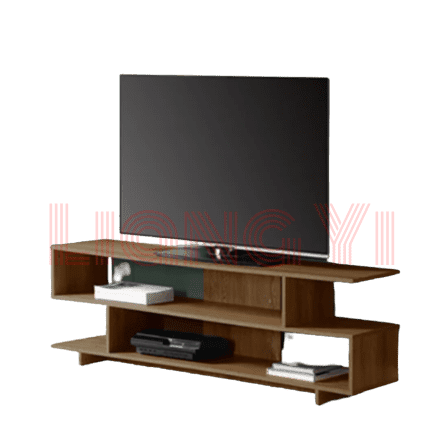 59 inch Modern Walnut stand wood TV console with 3 Tier Shelves